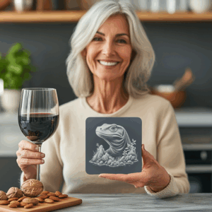 Lizard on Rock Slate Coaster Engraving Design, DIY