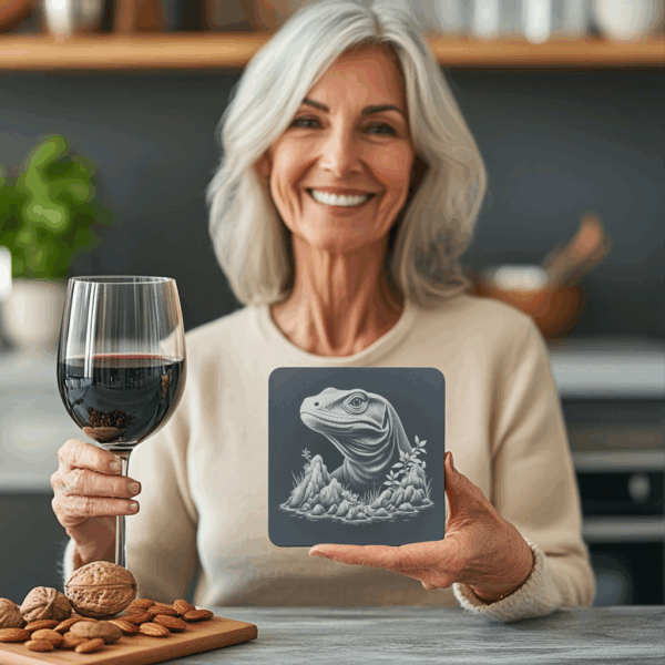 Lizard on Rock Slate Coaster Engraving Design, DIY