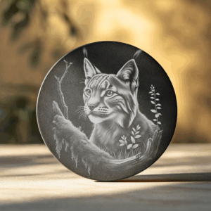 Lynx Tree Slate Coaster Laser Engraving Design, Downloadable
