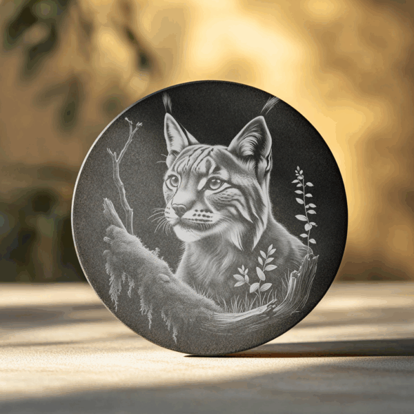 Lynx Tree Slate Coaster Laser Engraving Design, Downloadable