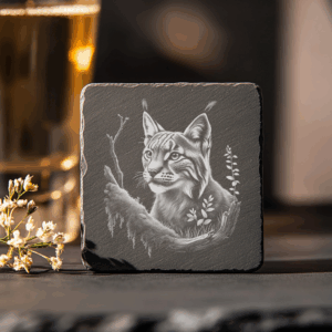 Lynx Tree Slate Coaster Laser Engraving Design, Downloadable