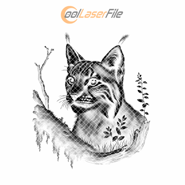 Lynx Tree Slate Coaster Laser Engraving Design, Downloadable