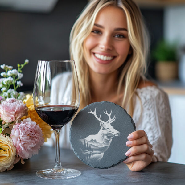 Majestic Elk Slate Coaster Design, Wild Animal Art