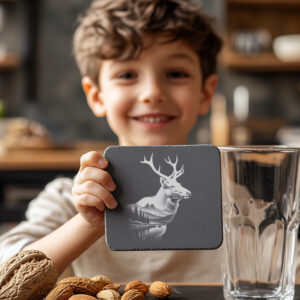 Majestic Elk Slate Coaster Design, Wild Animal Art