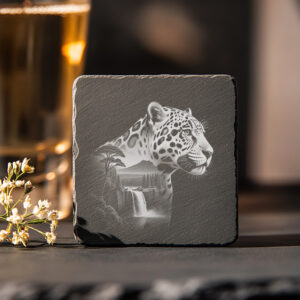 Majestic Jaguar Slate Coaster Engraving File, Wild Animal