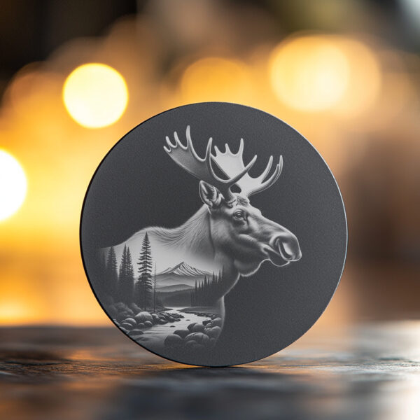 Majestic Moose Slate Coaster Engraving File, Wild Animal