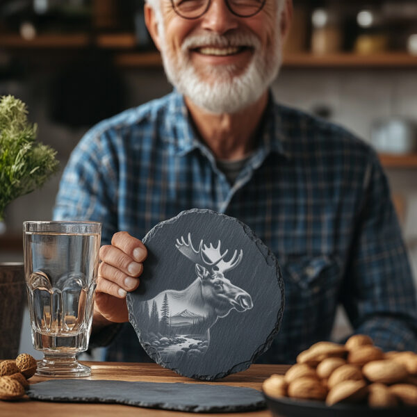 Majestic Moose Slate Coaster Engraving File, Wild Animal