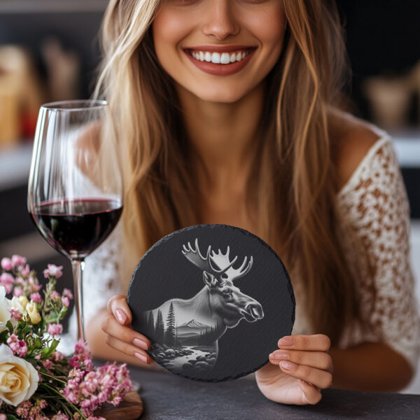 Majestic Moose Slate Coaster Engraving File, Wild Animal
