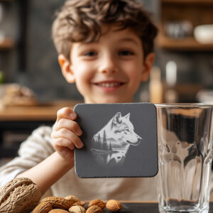 Majestic Wolf Slate Coaster Engraving File, PNG Download
