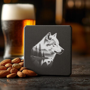 Majestic Wolf Slate Coaster Engraving File, PNG Download