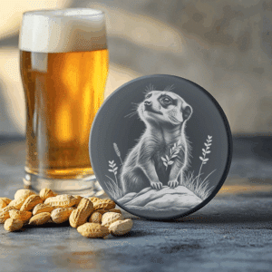 Meerkat Slate Coaster PNG, Animal Laser Engraved Rock
