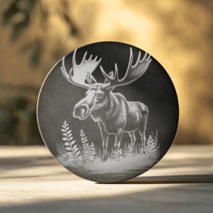 Moose Antlers Slate Coaster Laser Engraving Design, Wildlife