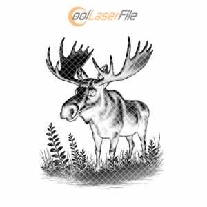 Moose Antlers Slate Coaster Laser Engraving Design, Wildlife