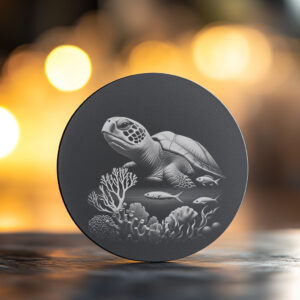 Mystic Sea Turtle Slate Coaster Engraving Design, Wild