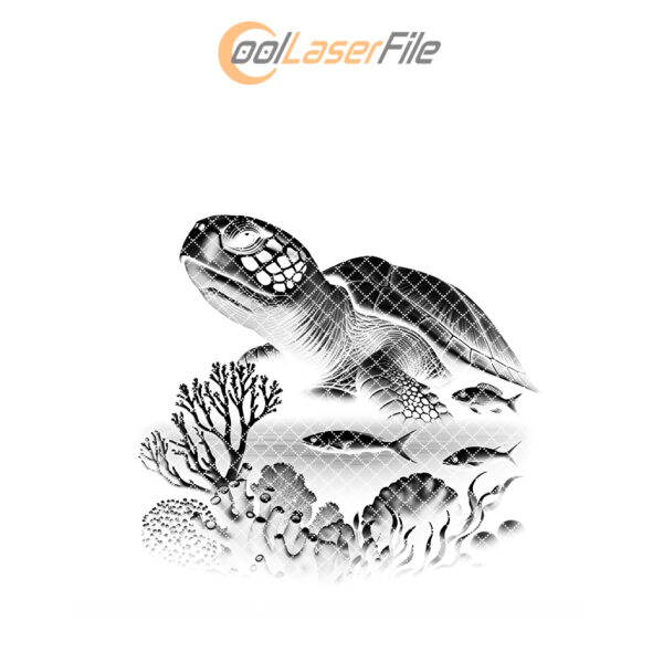 Mystic Sea Turtle Slate Coaster Engraving Design, Wild