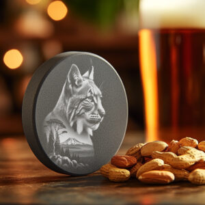 Mystical Lynx Slate Coaster Laser Engraving Design, Wild