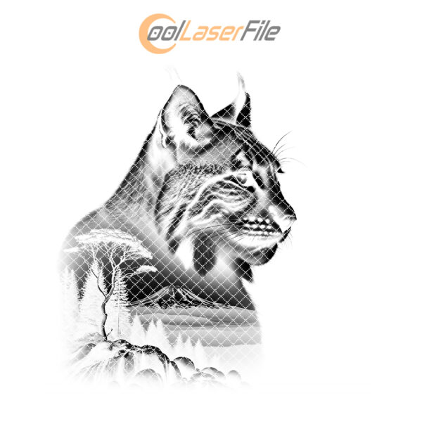 Mystical Lynx Slate Coaster Laser Engraving Design, Wild