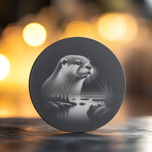 Playful Otter Wildlife Engraving File, Double Exposure PNG,