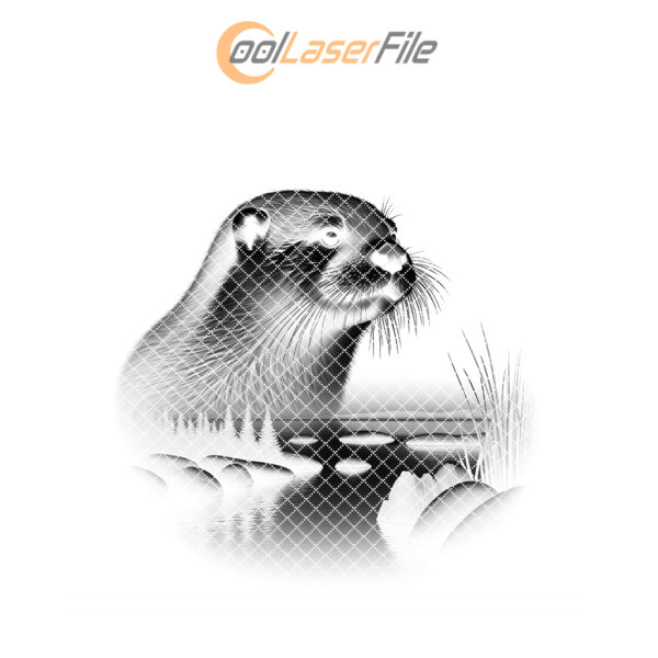 Playful Otter Wildlife Engraving File, Double Exposure PNG,