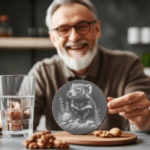 Possum Slate Coaster Art, Laser Engraved Wildlife PNG,