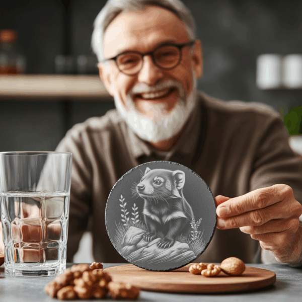 Possum Slate Coaster Art, Laser Engraved Wildlife PNG,