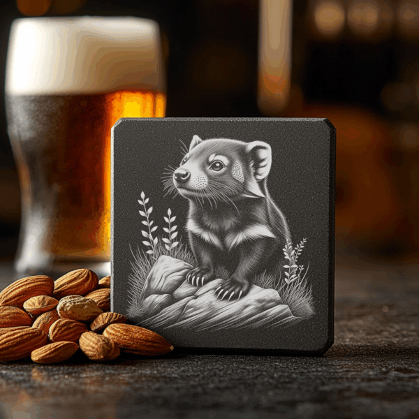 Possum Slate Coaster Art, Laser Engraved Wildlife PNG,