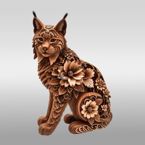 Realistic Cat and Floral 3D Illusion Laser Engraving