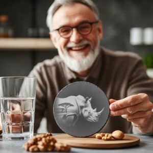 Rhino Double Exposure Laser Engraving File, Slate Coaster