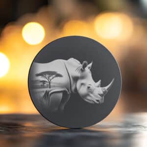 Rhino Double Exposure Laser Engraving File, Slate Coaster
