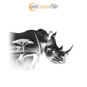 Rhino Double Exposure Laser Engraving File, Slate Coaster