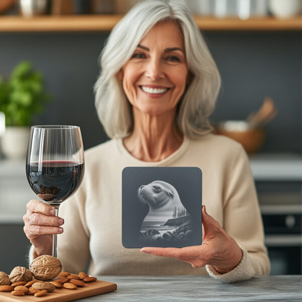 Sea Lion Art Slate Coaster Engraving Design, Wild