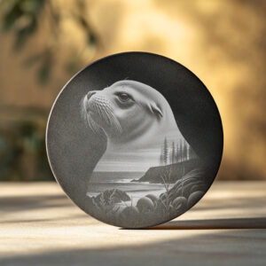 Sea Lion Art Slate Coaster Engraving Design, Wild