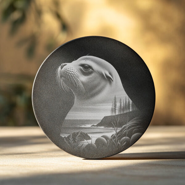 Sea Lion Art Slate Coaster Engraving Design, Wild