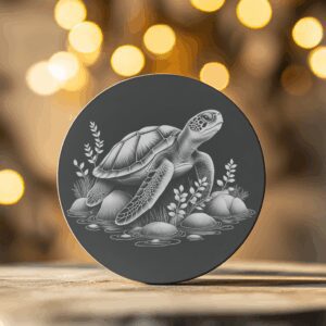 Sea Turtle Slate Coaster Design, Ocean Decor PNG,