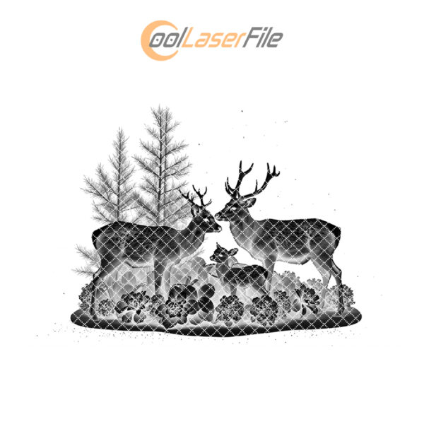 Slate Cheese Board Engraving File, Deer Family Design,