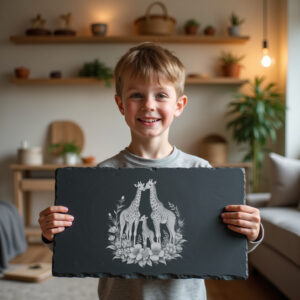 Slate Cheese Board Engraving File, Giraffe Family Protea