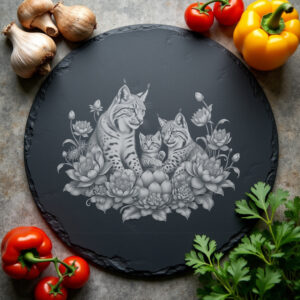 Slate Cheese Board Engraving File, Lynx Family Anemone