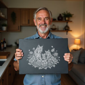 Slate Cheese Board Engraving File, Lynx Family Anemone