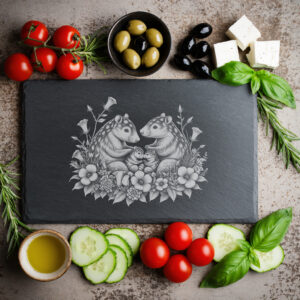 Slate Cheese Board Engraving File, Tapir Family Art,