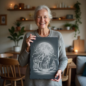 Slate Cheese Board Engraving File, Wolves Howling, Elegant