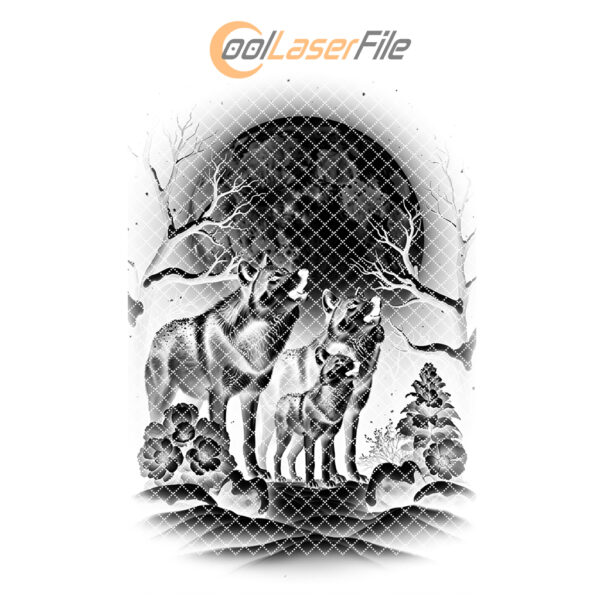 Slate Cheese Board Engraving File, Wolves Howling, Elegant