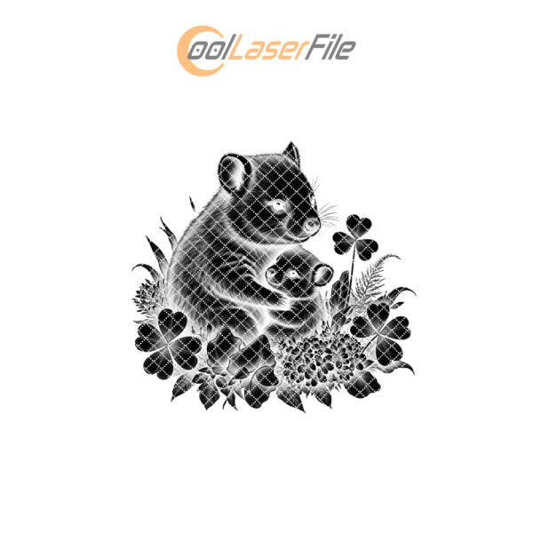 Slate Cheese Board Engraving File, Wombat Family Design,