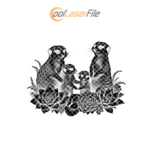 Slate Cheese Board Engraving, Meerkat Family with Succulents,