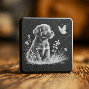 Slate Coaster Engraving File, 3D Dog Puppy Design,
