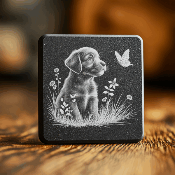 Slate Coaster Engraving File, 3D Dog Puppy Design,