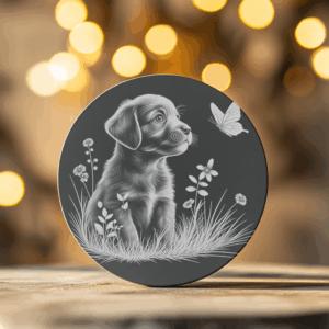 Slate Coaster Engraving File, 3D Dog Puppy Design,