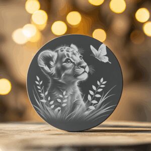 Slate Coaster Engraving File, 3D Illusion Tiger, PNG