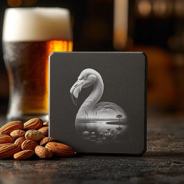 Slate Coaster Engraving File, Graceful Flamingo PNG, Wild