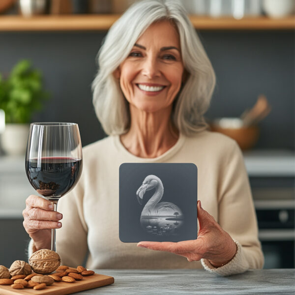 Slate Coaster Engraving File, Graceful Flamingo PNG, Wild