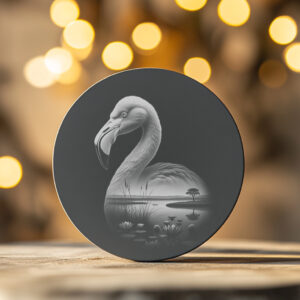 Slate Coaster Engraving File, Graceful Flamingo PNG, Wild